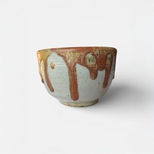 Vintage 70s Hand-Thrown Studio Pottery Shino Glaze Bowl Signed Toni C